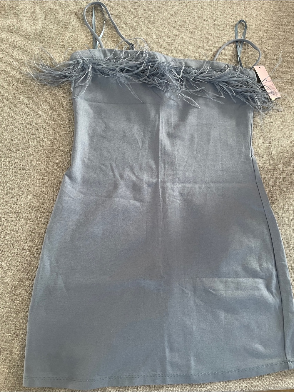 wild fable Feather-Trim Mini Dress in Slate Blue